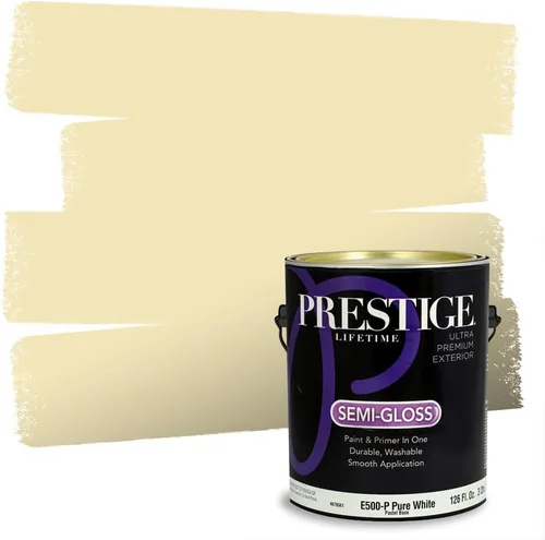 Vista 41 de PRESTIGE Pinturas de pintura exterior e imprimación en uno, 1 galón, plano, combinación comparable de Benjamin Moore* Manzanilla*