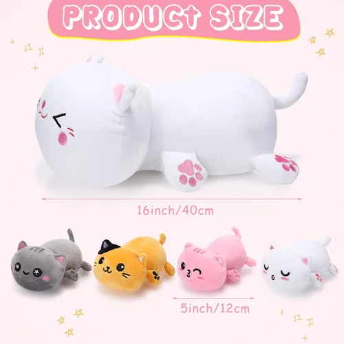 Vista 3 de Libima 5 piezas de animales de peluche de gato de Navidad con bebés dentro del vientre, 1 gato de peluche mamá con 4 gatitos juguetes de peluche