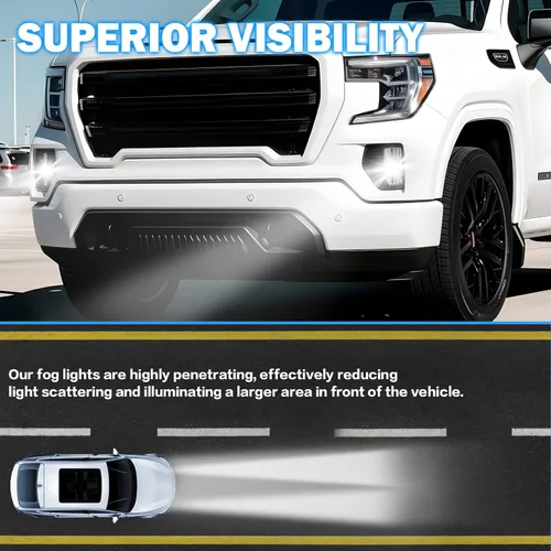 Vista 2 de Luces antiniebla LED para parachoques delantero, para GMC Sierra 1500 2019-2022, lámparas de conducción con interruptor y arnés de cableado, par