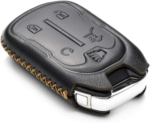 Vista 3 de Vitodeco Funda de cuero genuino para llavero inteligente con correa de cuero compatible con GMC Acadia, GMC Terrain (modelos 2017 - 2023), 5