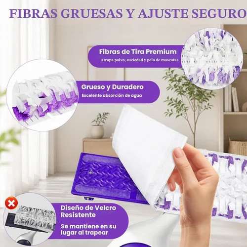 Vista 7 de 50 almohadillas desechables para mopa Swiffer Power Mop Pads Paquete de 50 púrpura