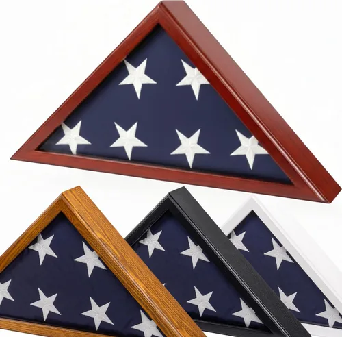 Vista 4 de Vitrina frontal de cristal para exhibición de bandera de entierro - Caja de bandera montada en la pared de 9.5 x 5 pies para bandera de veteranos