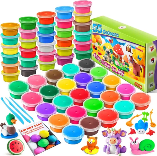 Vista 8 de Kit de arcilla de modelado - 24 colores de arcilla seca al aire, arcilla de moldeo DIY con herramientas, manualidades artísticas para niños, regalo