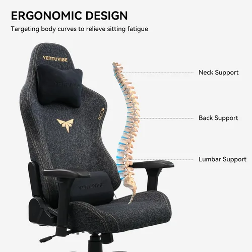 Vista 4 de Silla para juegos con reposabrazos ajustables 4D, reclinable de 170° y capacidad de 320 libras, silla ergonómica de computadora de respaldo alto