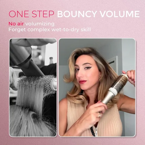 Vista 2 de TYMO STYLUX - Cepillo térmico 2.0 para rizar, voluminizador de 1.7 pulgadas con ajuste flexible para alisar el cabello, herramienta de peinado