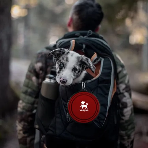 Vista 96 de COOYOO Cuenco plegable para perros, paquete de 2 cuencos plegables para agua para perros y gatos, plato portátil para alimentación de mascotas