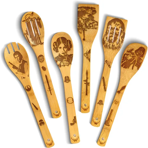 Vista 11 de Prime - Juego de 3 cucharas de madera de bambú para cocinar, utensilios de cocina de madera con mango largo, incluye cuchara plana de madera