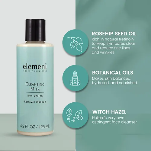 Vista 5 de elemeni - Leche limpiadora para el cuidado de la piel, removedor de maquillaje orgánico vegano, limpiador facial equilibrado con pH que elimina
