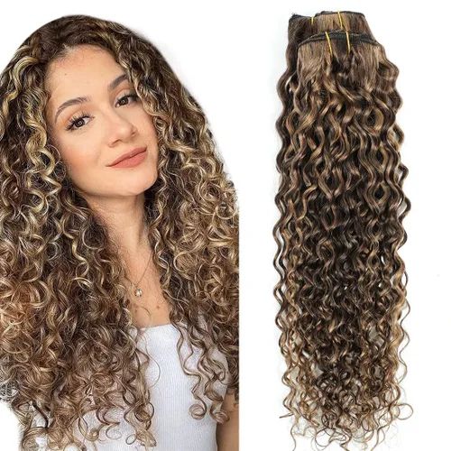 Vista 10 de Extensiones de cabello rizado con clip para mujeres afroamericanas, Urbeauty, Extensiones de cabello rizado con clip para cabello humano para chicas