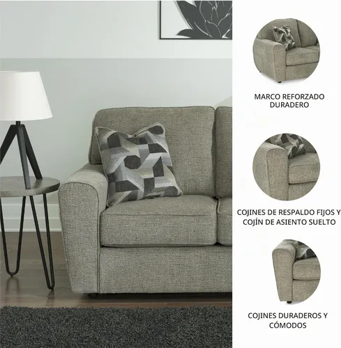 Vista 4 de Signature Design by Ashley Cascilla Sofá biplaza casual, gris claro