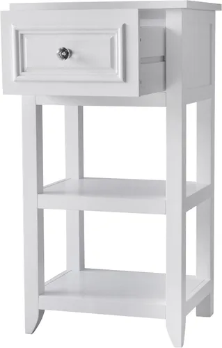 Vista 5 de Elegant Home Fashions Dawson gabinete sobre piso, Madera, Blanco 1 Drawer, Open Shelves, Bathroom Kitchen Bedroom Living Room Storage, Organizer