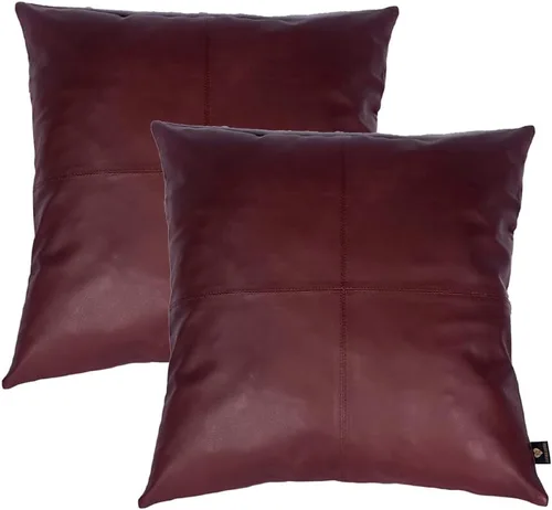 Vista 13 de LL LEATHER LOVERS Funda de almohada de piel de cordero - Funda de cojín para sofá, fundas decorativas para sala de estar y dormitorio, 20 x 20 Negro