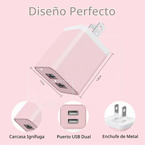 Vista 5 de iGENJUN Paquete de 5 cargadores de iPhone, adaptador de bloque de cargador de pared USB de doble puerto con cable Lightning largo de 6 pies, cables