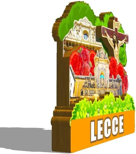 Vista 2 de Imán de Italia Lecce para nevera de madera 3D, monumentos de viaje, coleccionables, recuerdos, decoración hecha a mano -137