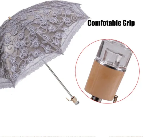 Vista 21 de Orgrimmar Sombrilla de encaje para mujer, protección anti-UV, UPF 50+, paraguas plegable ligero y portátil (negro)
