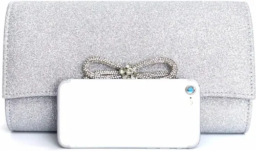 Vista 2 de Gets Bolso de noche para mujer, bolso de mano con lazo de diamantes de imitación para mujer, fiesta, boda, baile de graduación, cóctel, bolsos