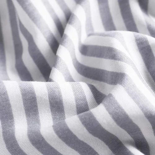 Vista 4 de Wake In Cloud - Juego de funda de edredón a rayas de algodón, rayas de cuadro de granja, 100% ropa de cama de algodón, 3 piezas, gris blanco