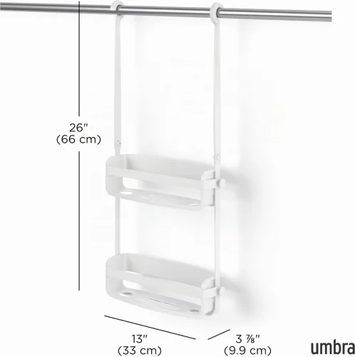 Vista 3 de Umbra Flex soporte para baño Bandas de silicona flexibles, sistema de drenaje, resistente al molde, collares de botella, montaje superior Blanco