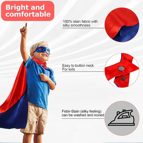Vista 4 de InPoTo Superhero Capes for Kids,Heroes Capes and Masks Fit for 3-12years old boy and girls Dress Up