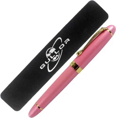 Vista 2 de Gullor Jinhao X450 - Pluma estilográfica, borde dorado, punta media, rosa