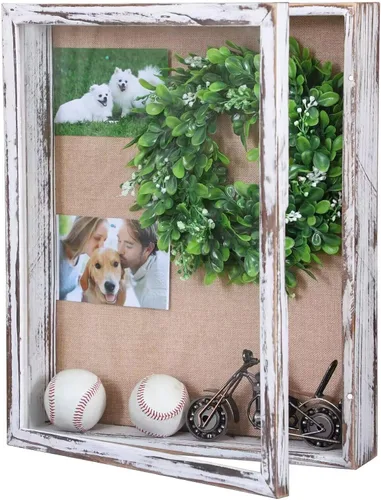 Vista 8 de Caja de sombra de 5 x 7, tamaño de pantalla de 4 x 6 pulgadas, marco de caja de sombra con ventana de cristal, vitrina pequeña con bisagra, mini