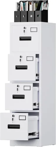 Vista 8 de SUXXAN Archivador de 3 cajones, archivador lateral con 3 cerraduras para oficina en casa, archivadores negros con soporte para tarjetas de visita