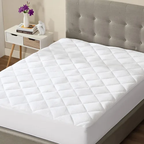 Vista 8 de Mastertex Funda de colchón doble abombada, relleno de fibra extra afelpada, cubierta con protector de colchón de forro polar acolchado blanco, dos