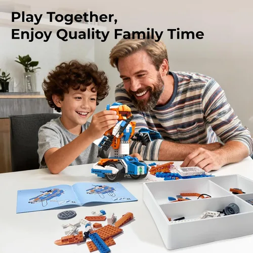 Vista 6 de Apitor Kit de Construcción de Robot X, 12 en 1 Programable con Aplicación, Control Remoto APP, Vehículo RC, Conjunto de Codificación de Robótica