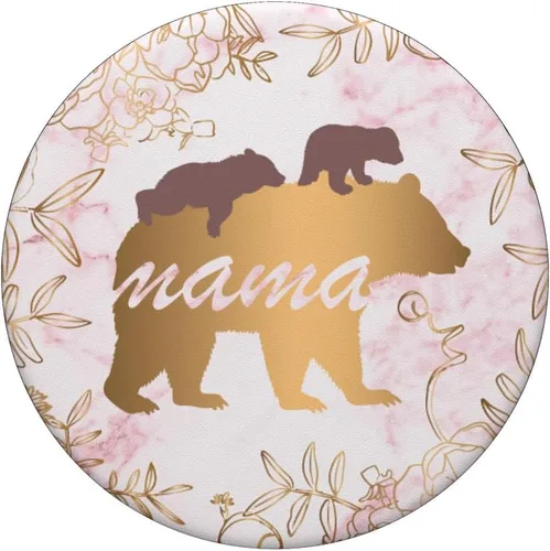 Vista 3 de Mama Bear Pop Socket 2 Cubs Marble Pink Gold Mothers Gifts - PopSockets Grip and Stand for Phones and Tablets