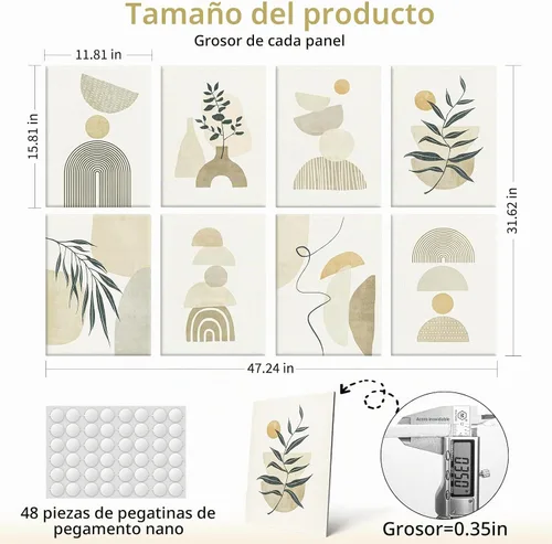 Vista 5 de Art3d paneles insonorizantes para pared 48"x32", paquete de 8 paneles acústicos de pared con arte, paneles de pared decorativos y absorbentes