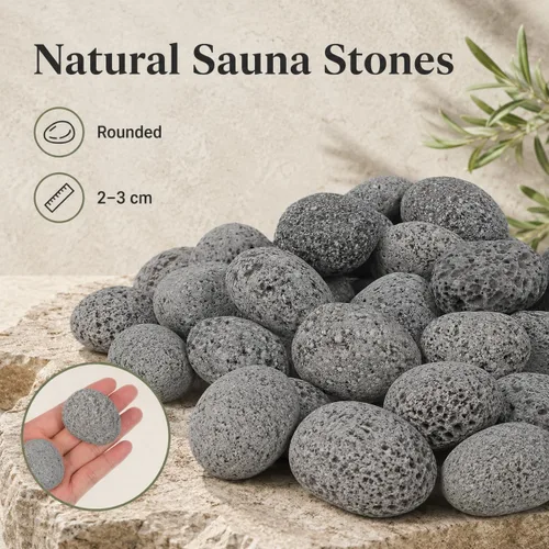 Vista 8 de Baluue Rocas de sauna volcánica natural de 2.2 libras guijarros grises