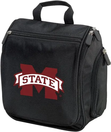 Vista 4 de Bolsas de aseo de la Universidad Estatal de Mississippi o kits de afeitado para hombre, bolsa de viaje colgante, Gris Mississippi State Logo