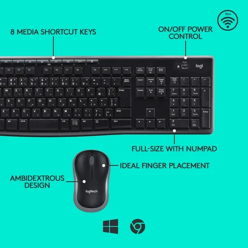 Vista 7 de Logitech Combo de teclado y mouse inalámbricos MK270 - Paquete de 4