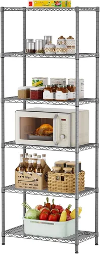 Vista 32 de SINGAYE 2 estantes pequeños para cocina, estante de alambre, estante de metal, organizadores ajustables, estantes de almacenamiento para despensa