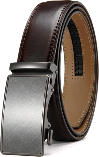 Vista 28 de CHAOREN - Cinturón para hombre - Cinturón de trinquete de cuero de 1 3/8 pulgadas para pantalones de vestir - Cinturón micro ajustable que se adapta
