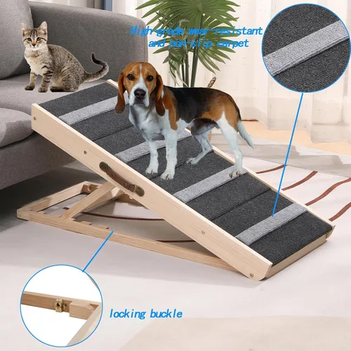 Vista 4 de Escalera para perros 2 en 1, escaleras plegables para mascotas, rampa portátil para perros pequeños y grandes con superficie antideslizante, rampa