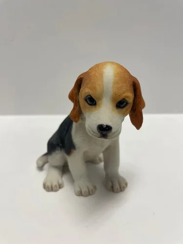 Vista 2 de Figura decorativa Beagle de 4.25 pulgadas, color marrón y blanco