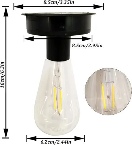 Vista 4 de Bombilla solar impermeable de 2.8 in/2.7 pulgadas de repuesto superior con bombilla LED blanco cálido para linternas solares al aire libre