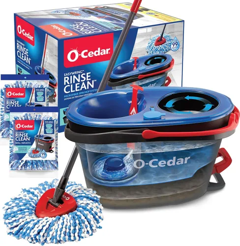 Vista 19 de [Usado] O-Cedar RinseClean - Sistema de trapeador giratorio y cubeta Limpia con agua limpia Elimina el 99% de las bacterias Trapeador giratorio