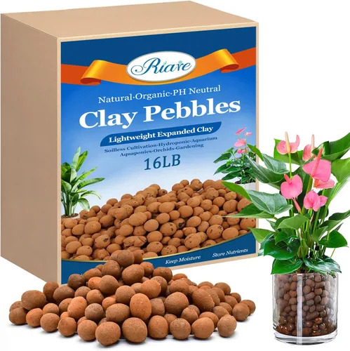 Vista 11 de Riare Guijarros de arcilla de leca orgánica de 2 libras para plantas, bolas