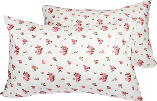 Vista 8 de Fundas de almohada para cama Queen, 100% algodón, diseño floral, transpirable, con cierre de sobre, 20 x 30 pulgadas