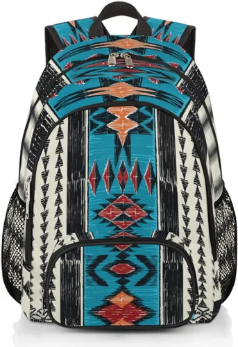 Vista 23 de Mochilas escolares para mujeres y hombres - Elegante mochila escolar universitaria - Mochilas de viaje resistentes al agua para niñas y niños, Azteca