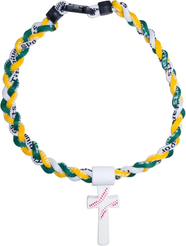 Vista 21 de Collar de cuerda de béisbol con cruz de silicona