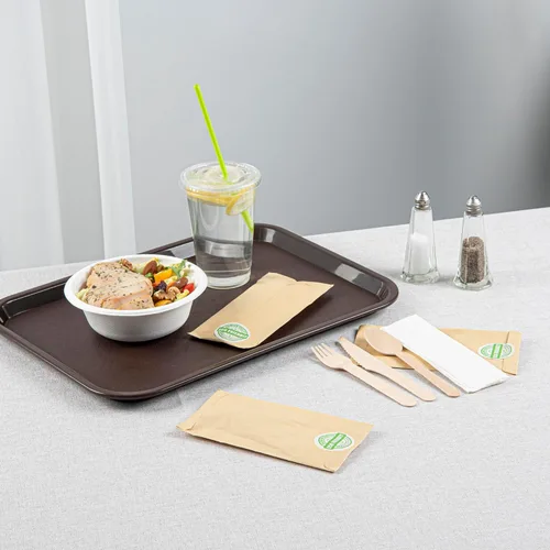 Vista 8 de Eco Luxe - Cubiertos de madera desechables de 7 pulgadas, 100 utensilios de madera de abedul, incluye servilleta blanca, juego de cubiertos