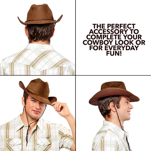 Vista 4 de Forum Novelties, sombrero de vaquero para hombre., talla única , Marrón