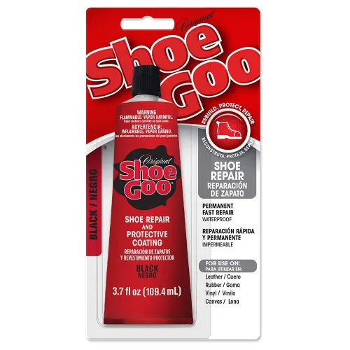 Vista 2 de Adhesivo de reparación Black Shoe Goo para fijar zapatos o botas desgastados, negro, 3.7 onzas (3.7 fl oz), 4 puntas aplicadoras de punta de corte