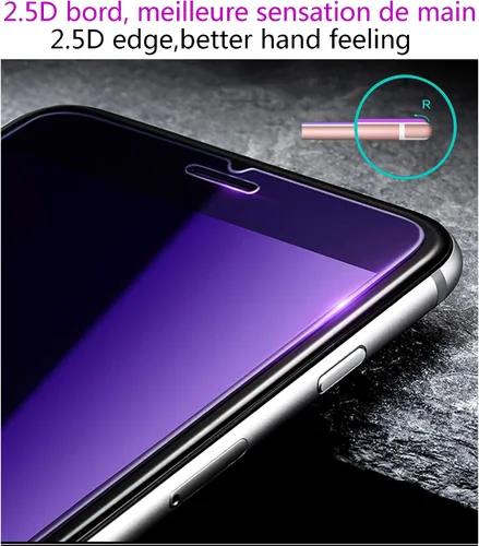 Vista 3 de Protector de pantalla anti azul para iPhone 5/5s/5c, 2.5D Edge 9H Película protectora de vidrio templado para iPhone SE (2016)-4