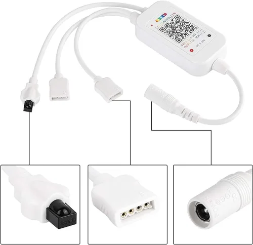 Vista 8 de SUPERNIGHT Controlador de luz LED RGB 2 en 1, controlador de música inteligente controlado por aplicación para Android e iOS, DC 5V-24V RGB Strip