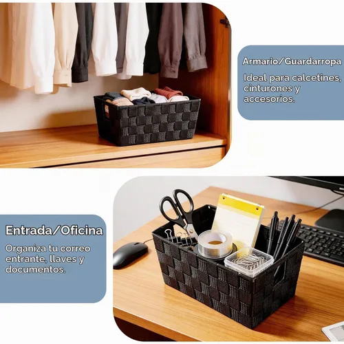 Vista 7 de Whitmor 6581-2712-BLK Bolsa pequeña con correa tejida para estante, negra