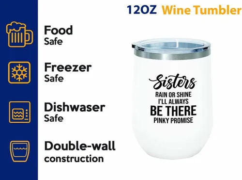 Vista 2 de Bride Proposal White Edition Vaso de vino de 12 onzas – I'll always be there – Regalo conmovedor para boda, despedida de soltera de hermana, novia